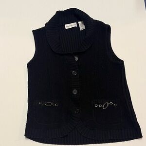 Alfred Dunner Black Knit Vest